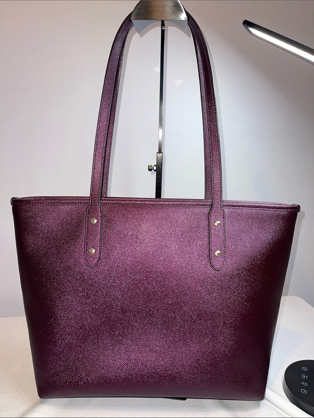 Coach G1891-F16224 City Tote Metallic Leather Purple - Picture 4 of 12
